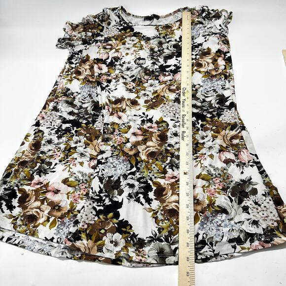 Vibe Dress Women Plus 1X Brown Pink Blue Floral Short Sleeve Stretch Round Neck - Picture 8 of 9